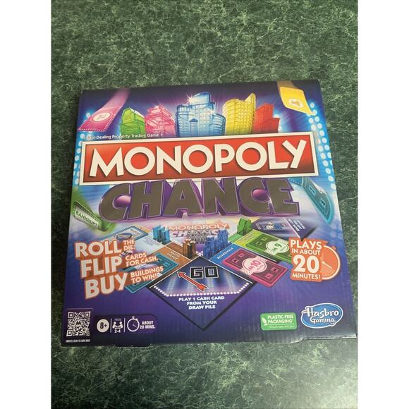 Monopoly Chance Board Game Roll Flip Buy Dealing Property Game 20 Mins BRAND NEW - Picture 1 of 6